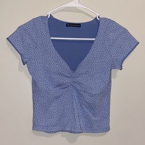 Brandy Melville Blue Floral Gina Top